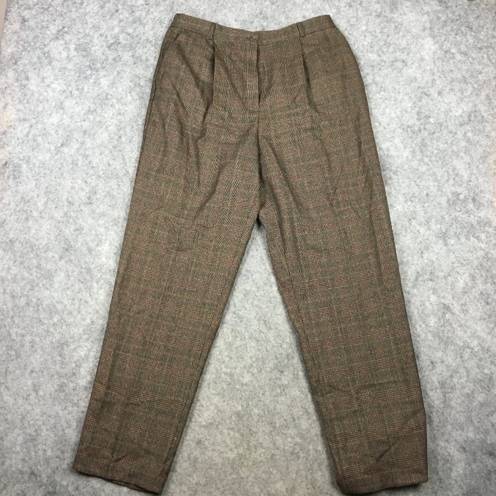 Dressbarn Dress Pants 14 Pleated High Rise Tapered Glen Check Houndstooth Career